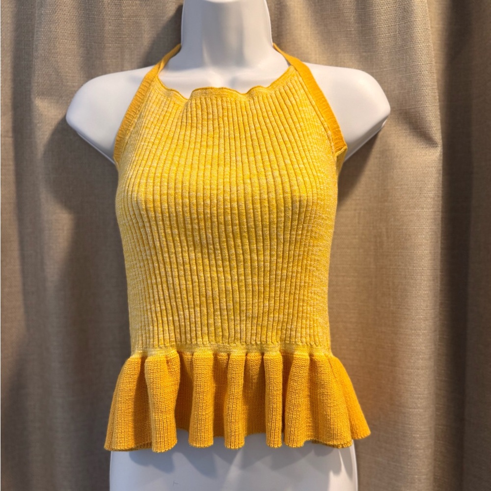 Yellow Ribbed Halter Top - Picture 3 of 4